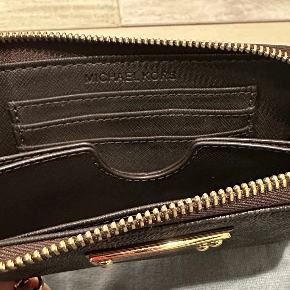 Michael Kors Brown and Gold Wristlet wallet bag